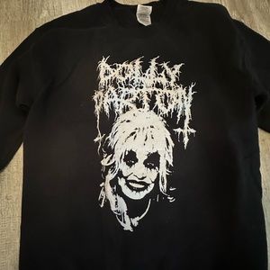 Dolly Parton x Black Metal Bootleg Mash Up Crewneck Sweater Unisex Size Small